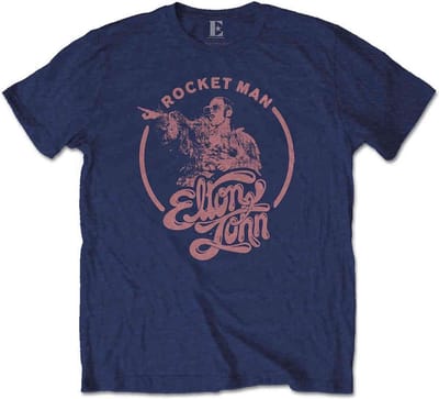 Elton John - Rocketman Circle Point Heren T-shirt - S - Blauw