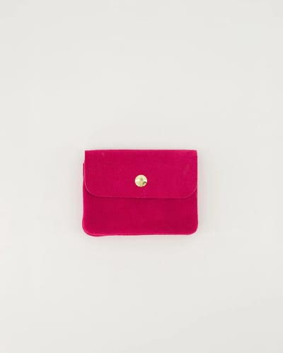 portemonneetje- leer /suède -fuchsia- geld en pasje