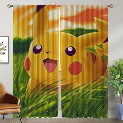 Gordijnen Kinderkamer P-pokemones Woonkamer Gordijn Huisinterieur Gordijnen voor Camera Halloween Decoratie Tule voor Slaapkamer W50xH70cmx2pcs-CL