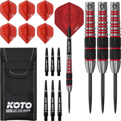 KOTO - Kingbomb Black & Red Darts 28G - Rood - Stevige Ringgrip