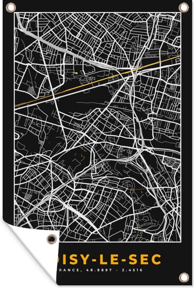 Muurdecoratie Noisy-le-Sec - Kaart - Stadskaart - Frankrijk - Plattegrond - 120x180 cm - Tuinposter - Tuindoek