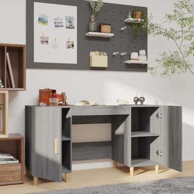 vidaXL - Bureau - 140x50x75 - cm - bewerkt - hout - grijs - sonoma - eikenkleurig