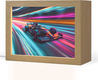 Nachtlampje 20x15 cm - Kinder lampje - Formule 1 - Auto - Race - Jongens - Kleurrijk - Tafellamp kinderkamer - Slaapkamer lamp - Bedlamp kinderen - Kinderlampje stopcontact - Wandlamp babykamer - Nachtlampjes