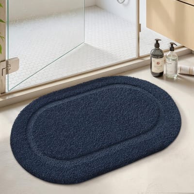 Blauwe Antislip Badmat - Zacht en Absorberend, Wasbaar, Dikke Badmat 60x91cm voor Badkamer en Douchevloer