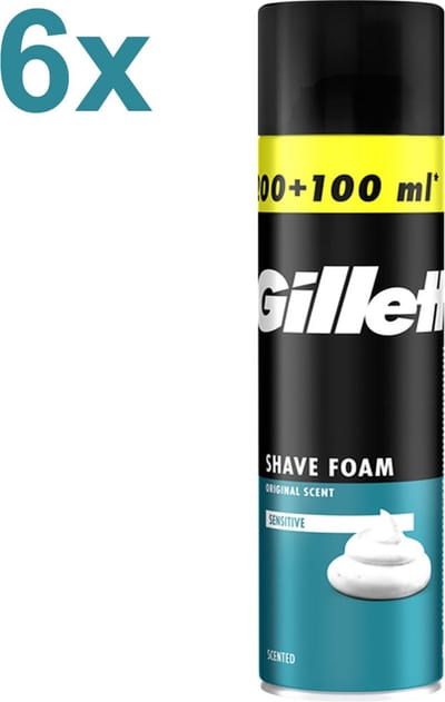 Gillette - Original Scent - Sensitive - Scheerschuim - 6x 300ml - Voordeelverpakking