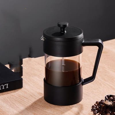 Zwarte 350ML French Press Met Filter Multifunctionele Handpers Koffiezetapparaat Transparant Glas Koffiepers French Pot