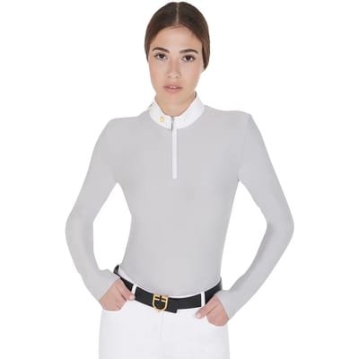 Technisch paardrijpoloshirt met lange mouwen voor dames Equestro