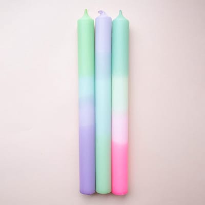 Set van 4 Dip Dye Kaarsen | Neon Kleuren | Extra Lange Staafkaarsen | Groen, Roze, Oranje, Blauw, Paars