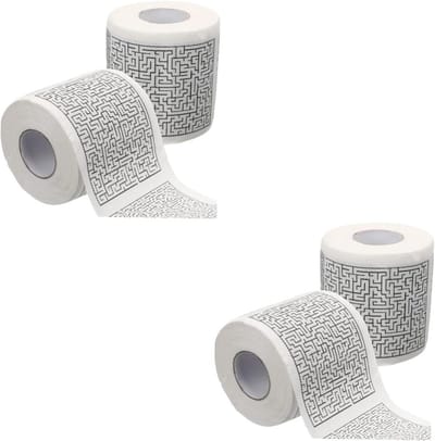 Toiletpapier Rollen - Papieren Zakdoekjes - Badkamer Decoratie - Doolhof Patroon - 2 Rollen - Afgebeeld