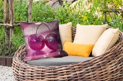 Sierkussen Buiten - Glitter - Discobol - Roze - Kersen - 60x60 cm - Weerbestendig