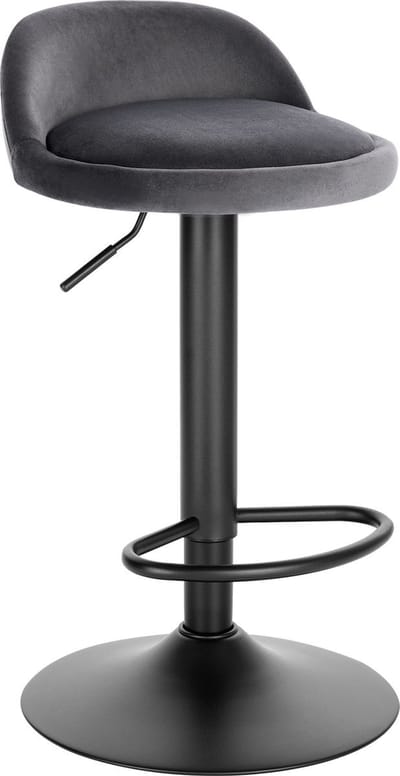 Barkruk - Grijs - Velvet - Ergonomisch - Verstelbaar - Industrial stijl - Set van 1