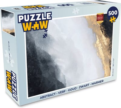 Puzzel Abstract - Verf - Goud - Zwart - Marmer print - Legpuzzel - Puzzel 500 stukjes