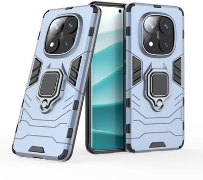 MobyDefend Hoesje - Geschikt voor Xiaomi Redmi Note 14 Pro 5G - Dubbelgelaagde Pantsercase Met Standaard - Blauw