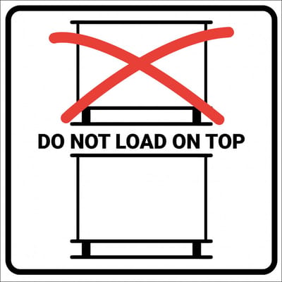 Do not load on top sticker 150 x 150 mm