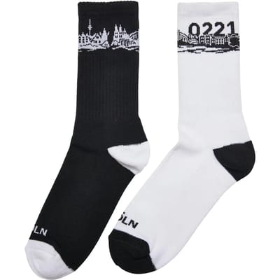 Mister Tee - Major City 0221 Köln 2-Pack Sokken - 35/38 - Zwart/Wit