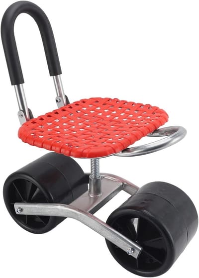 Verrijdbare Tuinstoel - Werkkruk Tuin - Buiten Klussen - Verstelbare Zithoogte - 46 cm Breed - Rood