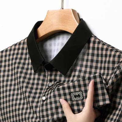 Heren Poloshirt High-End Mode Geruit Jacquard Korte Mouw Zomer Kwaliteit Kraag T-shirt Zakelijke Herenkleding XL