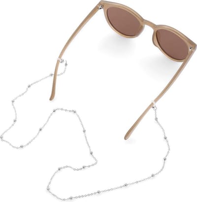 zonnebril koord | zonnebrilkoord | brillen koord | brillenkoord | zonnebrilkoordje | mode accessoires | zilverkleurig | ketting dames | ketting dames met bolletjes | bril niet meegeleverd | black friday 2023 | sinterklaas | kerstcadeau voor vrouw