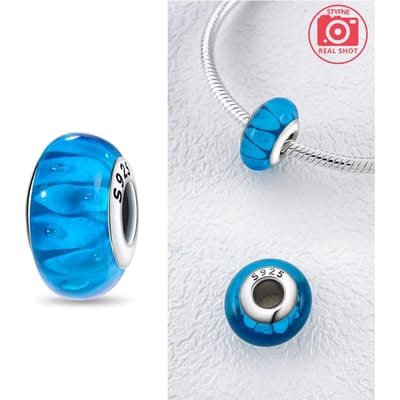 Charm Plata Murano Fantasy Belletje Mini Glaskraal Koperkleuren Voor Charm Koperkleuren Echte Armbanden Voor Sieraden Maken blue