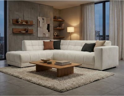 Hoekbank Cosy Links stof Egon 26 beige – 272x215x78 cm - modern