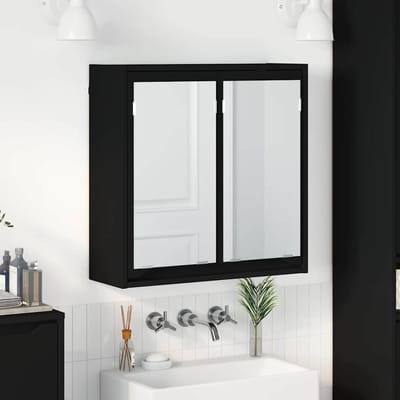 vidaXL - Badkamerspiegelkast - Zwart - 60 - x - 20 - x - 60 - cm - Bewerkt - hout