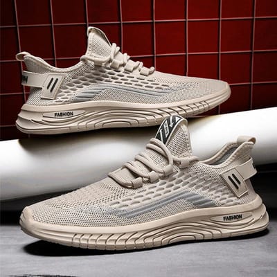 Nieuwe Heren Ademende Herfst Comfortabele Hardloopschoenen Mesh Sport Casual Schoenen Lichtgewicht Kokosschoenen Outdoor Herenschoenen 44 white