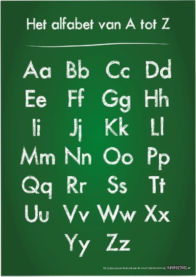 Educatieve poster (Posterpapier) - Taal alfabet groen krijtbord - 42 x 59.4 cm (A2)