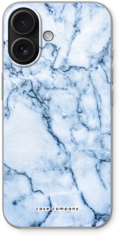 Case Company® - Hoesje geschikt voor iPhone 16 hoesje - Blauw marmer - Soft Cover Telefoonhoesje - Bescherming aan alle Kanten en Schermrand