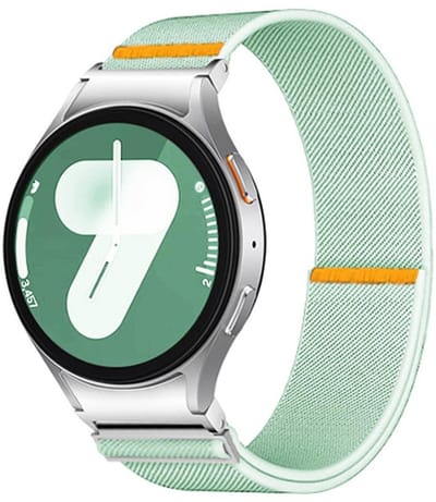Nylon loop bandje - geschikt voor Samsung Galaxy Watch 7 (40 & 44mm) / Watch 6 (Classic) / Watch 5 (Pro) / Watch 4 (Classic) / Watch FE - met easy pin - mintgroen