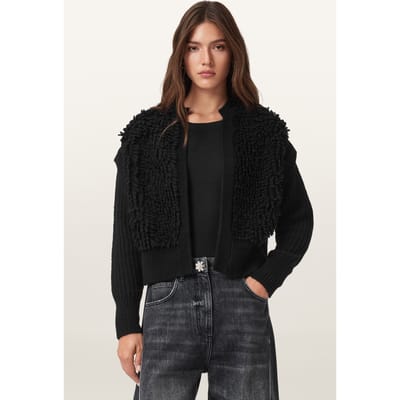 AllSaints Elias Cardigan Black Taglia: S | Giacche in ecopelliccia Outlet | Donna | Nero