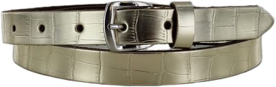 Dames Riem | Smalle Leren Riem | Kleur: Goud | 2cm breed | Riemmaat: 85cm (totale lengte: 100cm) | 100% echt leer | Nikkelvrije gesp