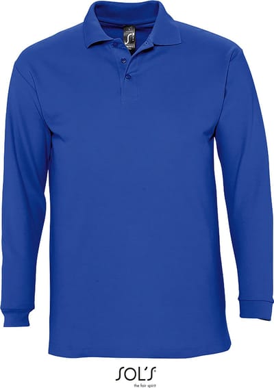 SOLS Heren-Winter II Poloshirt met lange mouwen van Piqué katoen (Royal Blue) Maat S