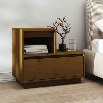 vidaXL - Nachtkastjes - 2 - st - 60x34x51 - cm - massief - grenenhout - honingbruin