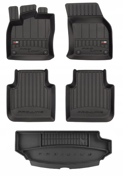 FROGUM ProLine Automatten Set + Kofferbakmat – Perfecte Pasvorm – Duurzaam & Geurloos TPE – SKODA Kodiaq 2016- (7-persoons, uitgeklapt 3e rij met zijvakken)