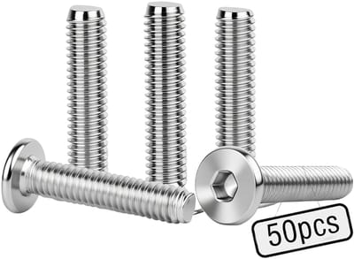 Dailygoods- Platte Kopschroeven M6 - 50 Stuks - 304 Roestvrij Staal - Inbussleutel - Meubelmontage - Houtprojecten - Lange Levensduur - Schroeven