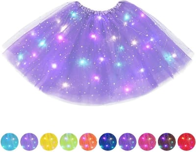 Tule tutu rok met LED verlichting voor volwassenen, balletdansoutfit, feestelijke Halloween en carnaval kostuum