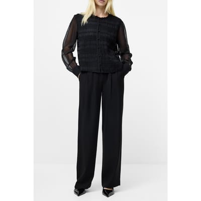 French Connection Canary Pleated Shirt Black Black Maat: 10 | Longsleeves Outlet | Dames | Zwart