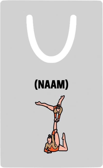 Hacebo® - Acrobatiek met eigen naam metalen boekenlegger - Sport - Turnster - Acro Bladwijzer boekenleggers - 7.6 cm x 5cm