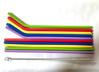 Siliconen rietjes - 10 stuks - Herbruikbare rietjes - Gekleurd - Schuine en rechte rietjes - Staw - Met 2 schoonmaakborstels - CHPN