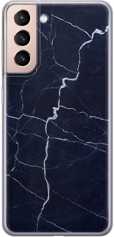 Leuke Telefoonhoesjes - Hoesje geschikt voor Samsung Galaxy S21 Plus - Marmer Navy - Soft case - TPU - Marmer - Blauw