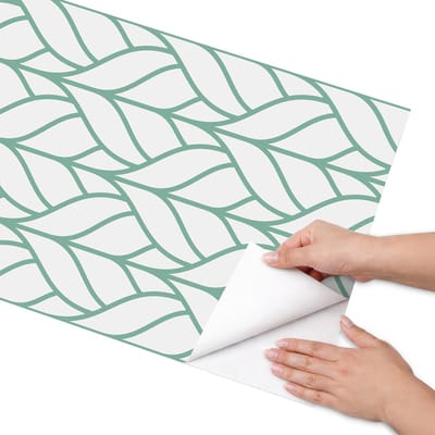 Coloray Meubel Wrap Folie - Wit Meubelfolie - 50x100 cm - Decoratiefolie Geometrische bladeren - Meubel Wrap Folie - Geometrische Meubelfolie - Plakfolie Meubels - Keuken decoratie - Achtergronden en patronen