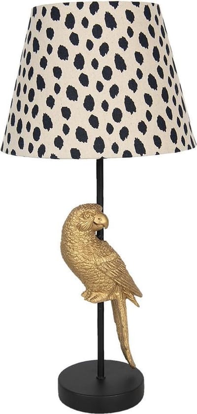 Clayre & Eef Tafellamp Papegaai Ø 25x51 cm Beige Zwart Kunststof