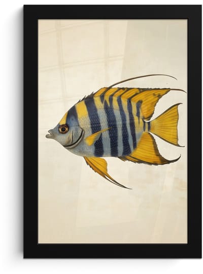 Poster in lijst - Fotolijst 20x30 cm - Posters - Vis - Sierlijk - Vinnen - Illustratie - Posterlijst zwart - Decoratie - Wanddecoratie woonkamer - Muurdecoratie slaapkamer