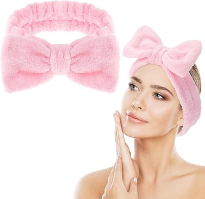Spa-hoofdband voor het wassen van het gezicht - make-up hoofdbanden absorberende strik gezichtswassen hoofdband, zachte koraal fleece gezichtsverzorging hoofdband elastische haarband wasband voor