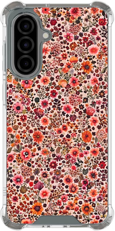 Hoesje (shockproof) geschikt voor Samsung Galaxy A36 - Vintage floral - Extra sterke case - TPU/polycarbonaat - Bloemen - Roze, Transparant