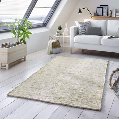 Wollen vloerkleed - Oslo crème/groen 200x290