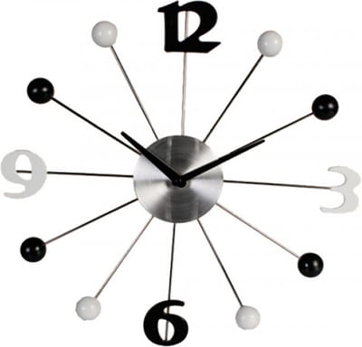 wandklok - Zwart Wit elegant - diameter 40 cm - aluminium