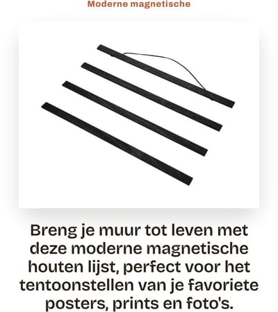 Dailygoods- Houten Lijst Modern Design - Magnetisch - Voor Posters/Foto's - Lichtgewicht - Milieuvriendelijk - Diverse Maten - Fotolijst