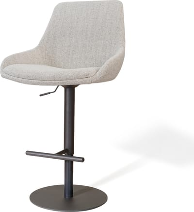 Nolon Niva-Isa Draaibare Tulp Barkruk Beige Gemêleerd - Verstelbaar - Mat Zwart Onderstel - Modern - Stoffen