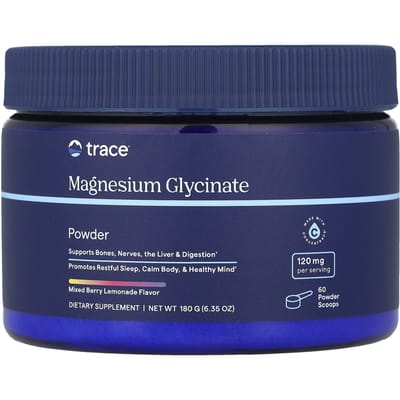 Trace, poudre de glycine de magnésium, limonade aux baies mélangées, 6,35 oz (180g)